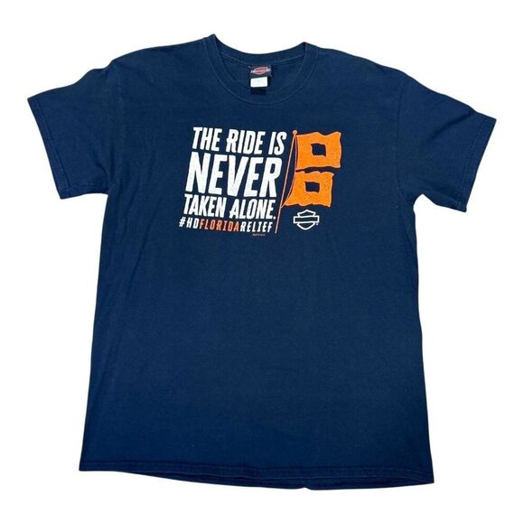 Harley-Davidson Florida Hurrican Relief Relief Navy T-Shirt L Cotton Unisex Tee - Picture 2 of 5
